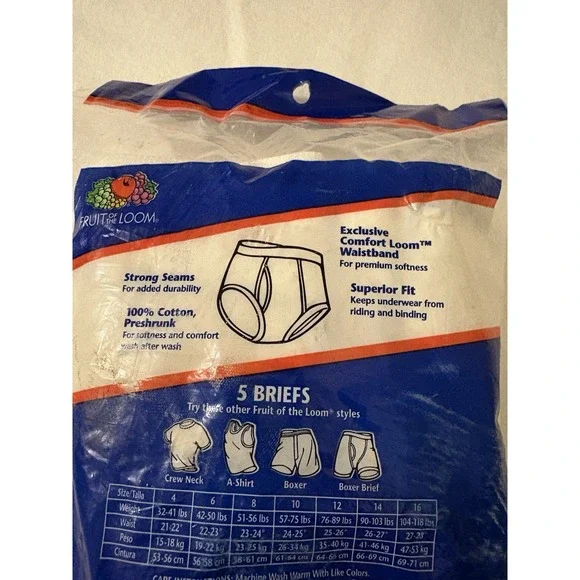 Fruit Of The Loom 2002 Boys Double Stripe Briefs 6-8 Med 5 Pack Vintage NOS - Picture 7 of 7